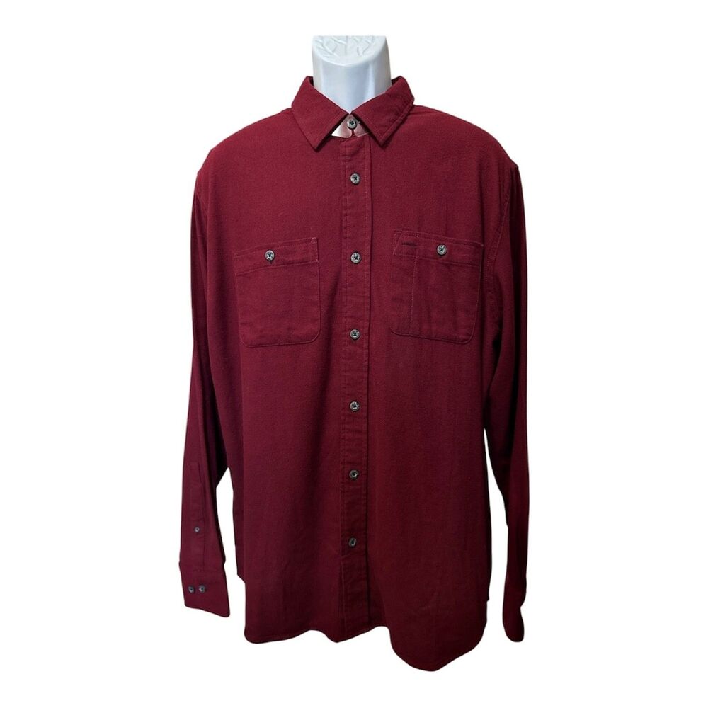 WOOLRICH Mens Long Sleeve Augusta Soft Brushed Flannel Size XL Wine Solid NWT
